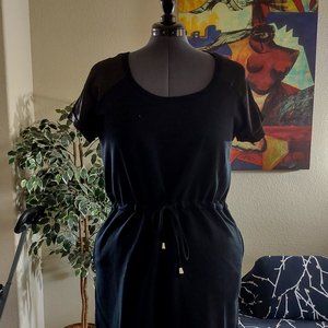 JustFab Drawstring Waist Sweatshirt with Satin Sleeves